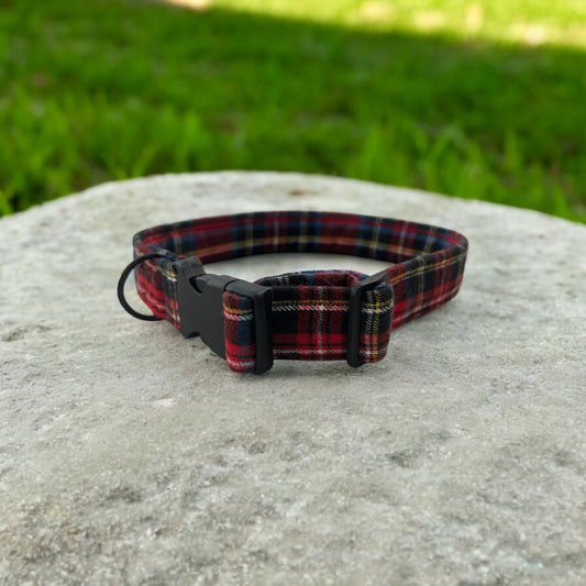 Plaid it Safe Red Dog Collar