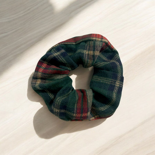 Plaid it Safe Green Scrunchie